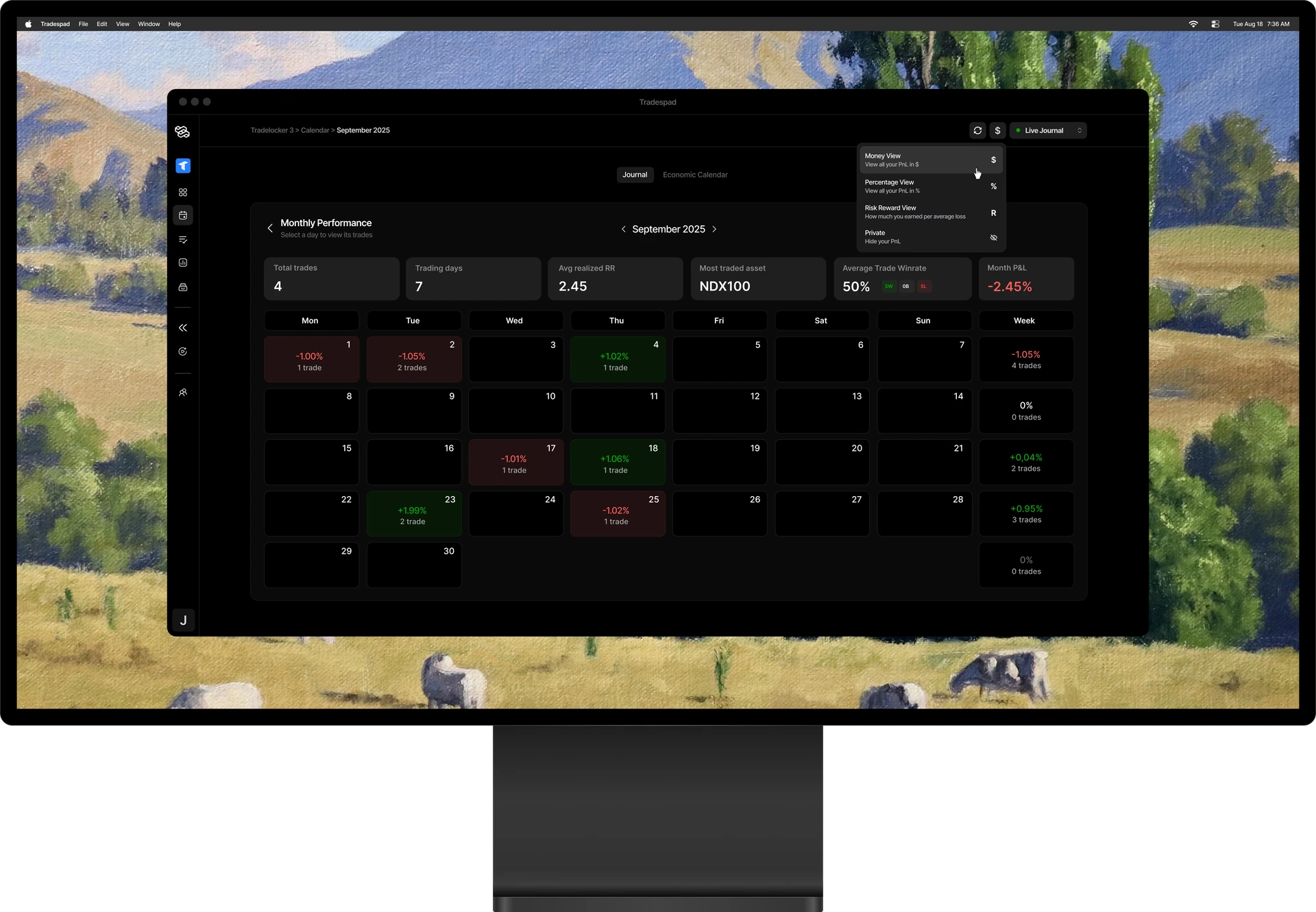 Tradespad trading journal dashboard, a free TradesViz alternative